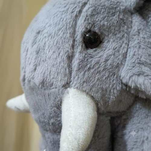 Image of Grey Elephant Plush Soft Toy 30 cm | Ultra Soft Stuffed Elephant Teddy for Kids, Boys, Girls & Adults | Cute Cuddly Animal Plush Toy for Birthday Gift, Baby Shower & Room Decor