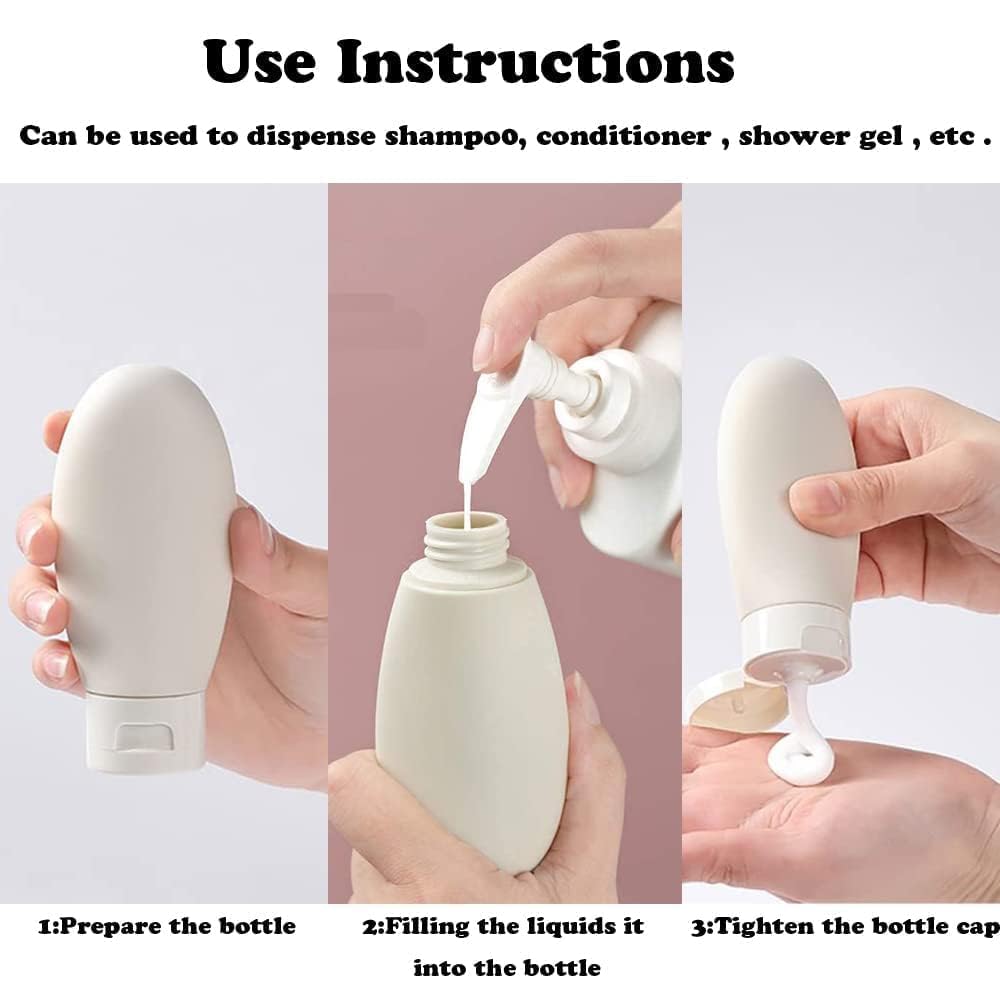 SANGOZ 3 Pcs Set of Travel Toiletries Bottles 60 ML Refillable Leakproof Empty Squeeze Bottles Container for Shampoo Conditioner Lotion Dispenser Bottle (Modern) 2