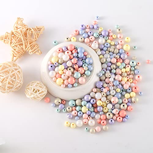 HERZWILD Colourful Acrylic Beads - 800 Pieces Art Beads for Jewellery Making DIY Necklaces & Bracelets (6/8/10 mm) - Image 4