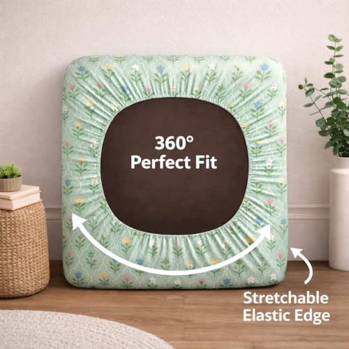 Image of STITCHNEST 'Contour Fit Series' Stretchable Printed Wooden Sofa Cover (Pack of 4) - Elastic Wooden Chair Cover | Wooden Sofa Seat Cover | Size - 20-21 x 20-21 x 3-5 in