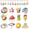 37 PCs Wood Summer Hanging Ornaments Summer Tree Ornaments Wooden Beach Ornaments with String for Luau Party Summer Decorations for Home