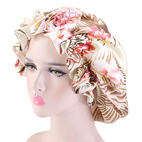 Large Satin Bonnet Cap,Bonnets for Women,Silky Bonnet for Curly Hair,Women Hair Wrap for Sleeping,Double Layers