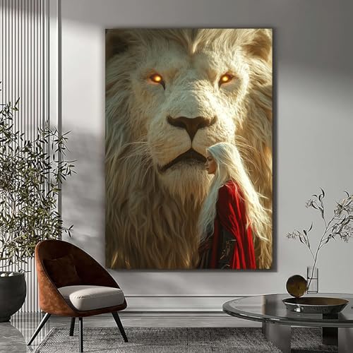 Impression sur toile lion abstrait CUDAOO 40x60cm encadrée pour salon