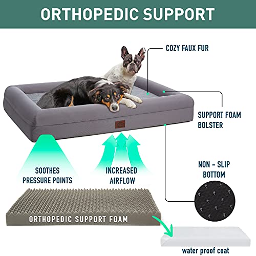 Eterish Orthopedic Dog Bed for Large Dogs (4 inches Thick) XL Grey - Image 5