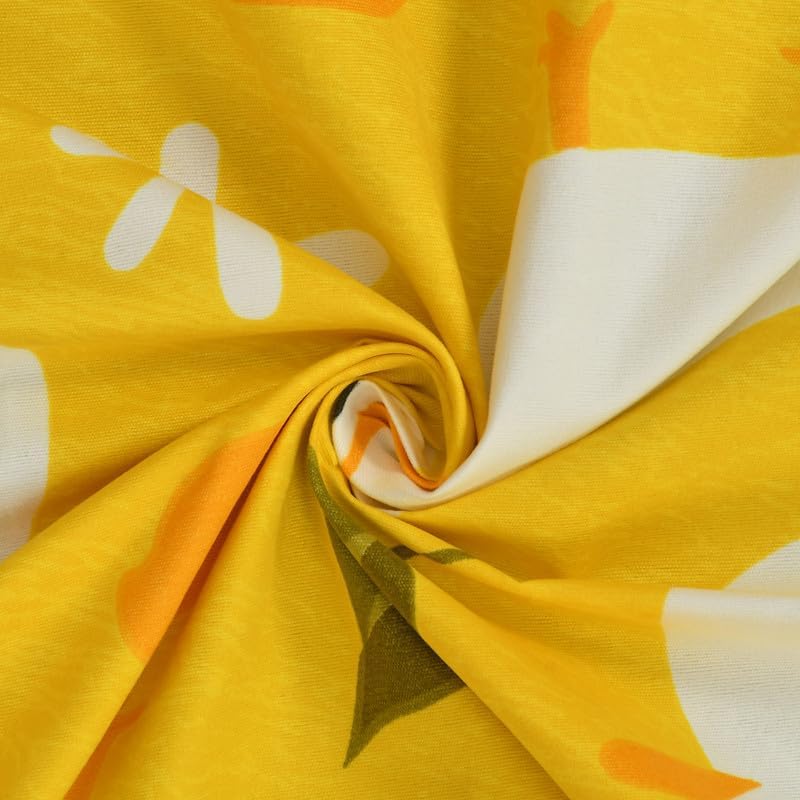 Image of RD FABS Glace Cotton Wrinkle Free Soft Hypoallergenic Single Bed Sheet with 1 Pillow Cover | Cartoon Printed | Kids Bedsheet for Boys & Girls Room | 60x90 Inches | Yellow | Duck | 144 tc