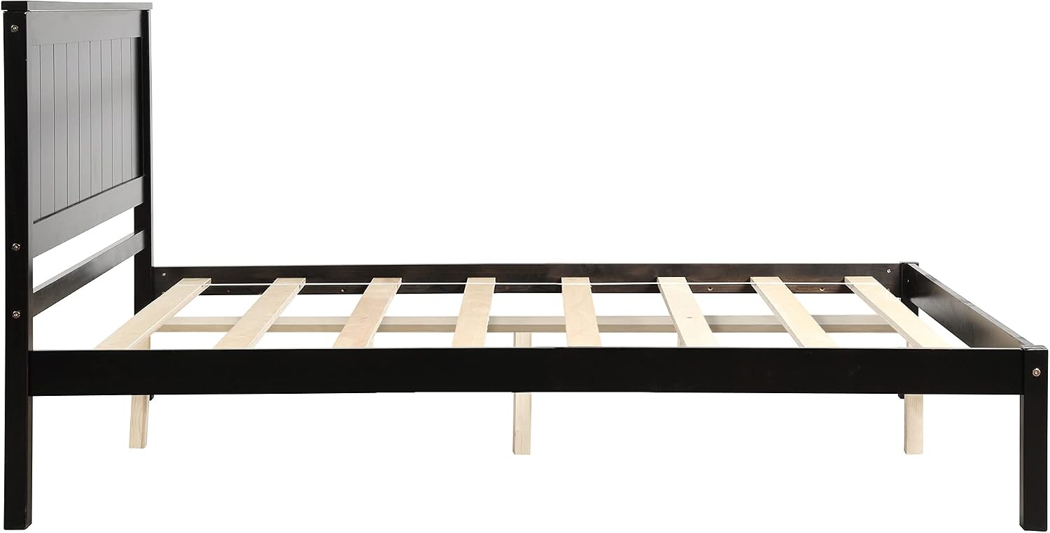 Harper & Bright Designs Wood Platform Bed Frame (Espresso, Full)