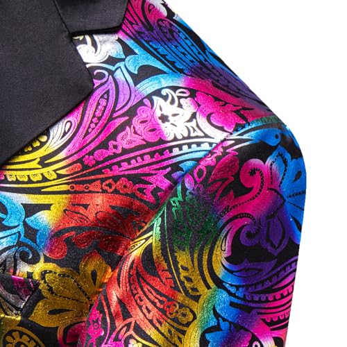 Image of Barry.Wang Mens Floral Blazer Suit Jacket Notched Lapel Casual Sport Coat