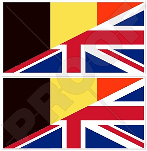 Belgien-UK Flaggen Aufkleber – 2 Stück, Je 7,6 X 3,8 Cm, Wetterfestes Vinyl Für Auto & Mehr