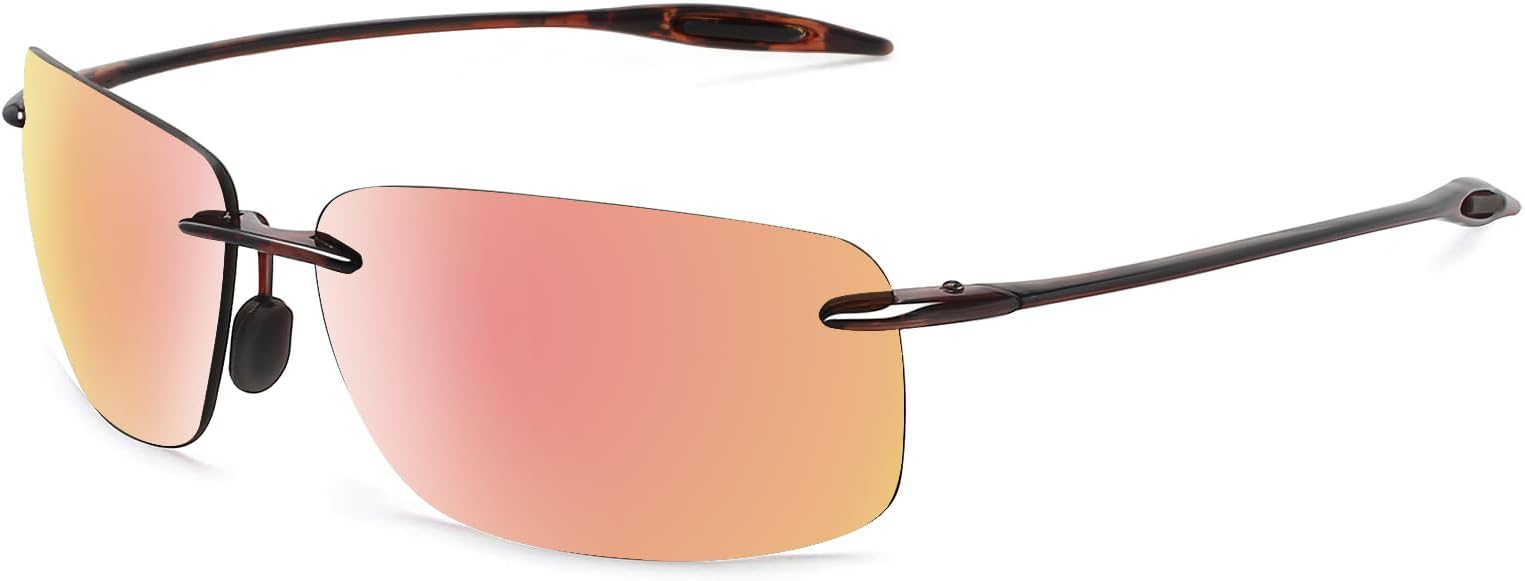 JULI Sports Sunglasses for Men Women Tr90 Rimless Frame for Running Fishing Golf Surf Driving MJ8009