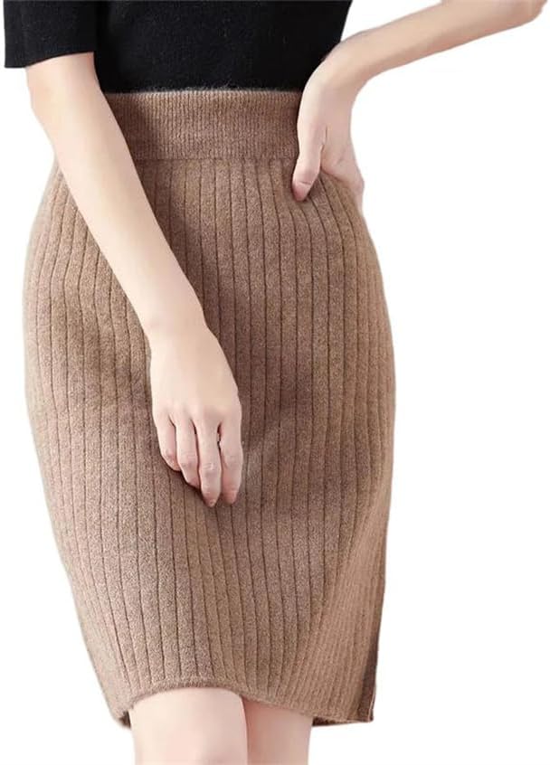 Women's 100 Percent Merino Wool Skirts Winter Soft Knee Length Pleated Skirt
