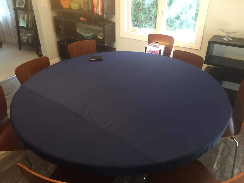 Made to Order: Felt Poker Table Cover with Elastic Band - for Round Table by Playezze in USA (Blue, 60 inch Round)