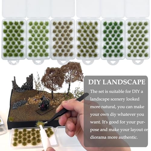 Woohome Miniature Flower Cluster, 6 Color Static Grass Tufts for DIY Model Train Landscape, Style 6-1, Artificial Grass - Image 2