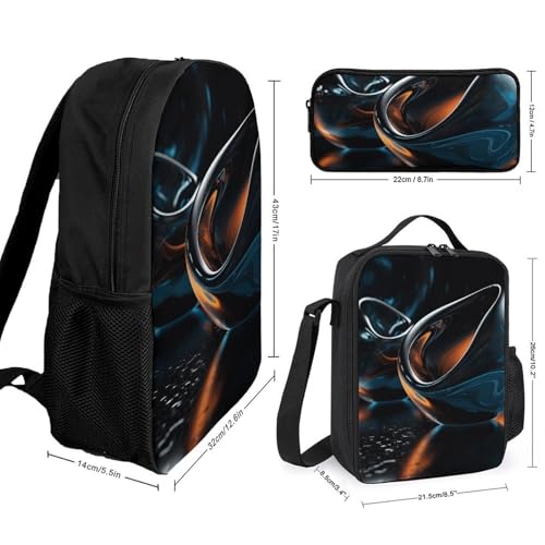 3 Piece Backpack for Women Men Lightweight Causal Daypack Shoulder Bag Set with Insulated Lunch Bag And Pencil Case Organizers Craft Decorations2