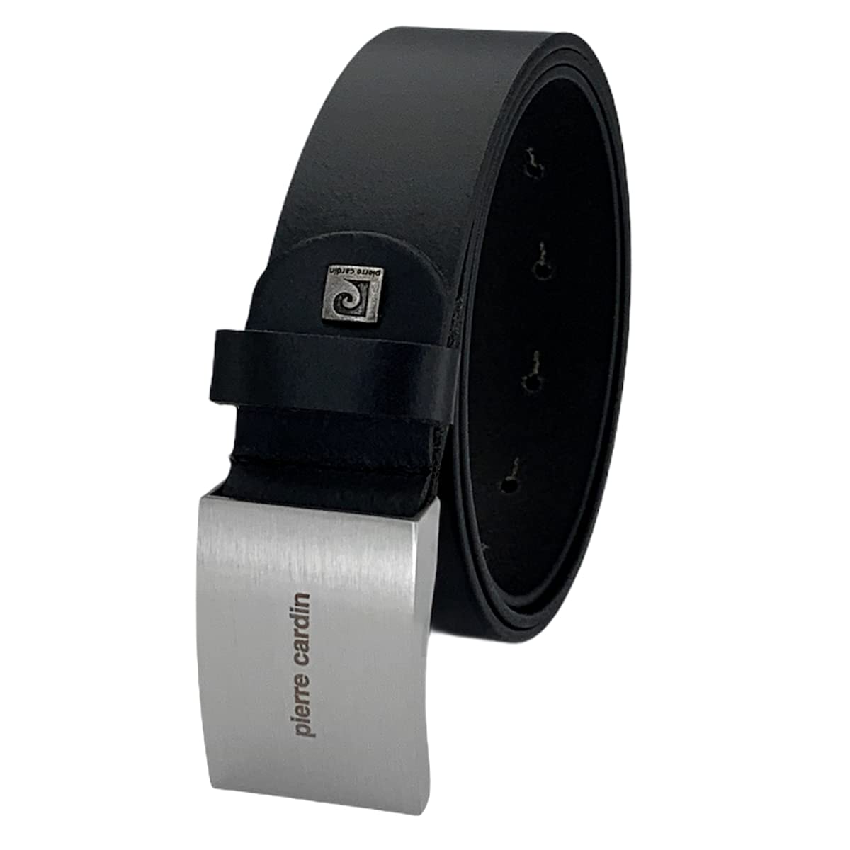 Pierre Cardin Mens leather belt/Mens belt, leather belt curved with plate buckle, black, Größe/Size:90, Farbe/Color:black
