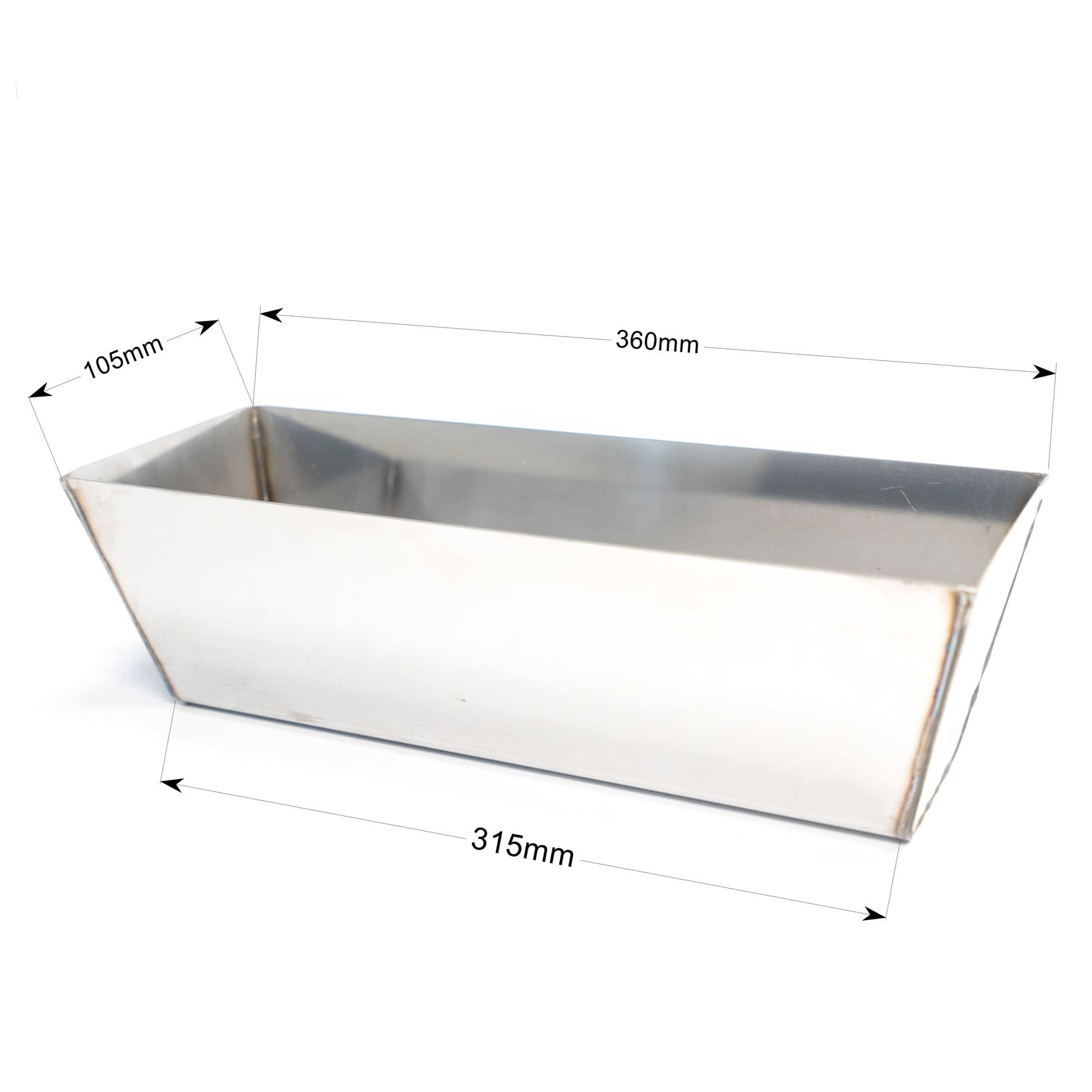 Toolty Plasterers Mud Pan Stainless Steel - 315mm - 12" - for Mixing Plastering Grounting - Welded - DIY, Silver, 360x105x90 - Image 2
