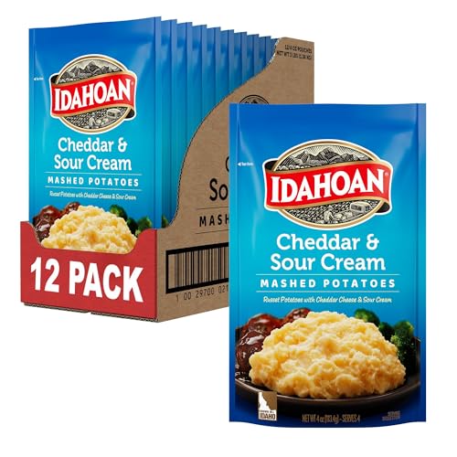 Idahoan Cheddar & Sour Cream Mashed Potatoes, 4oz, 12 pouches