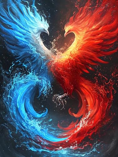 Pintar por Numeros Hielo y fuego Fénix Pintar por Numeros Adultos Niño, Cuadros para Pintar por Numeros, Kit de Pintura al óleo de Lienzo DIY con Pinceles, Pigmento Acrílico Manualidades 60x80cm M-504