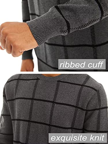 Magcomsen Winter Thermal Sweater Men Soft Cotton Pullover Men Slim Fit Sweaters Mens Fashion Knitted Sweater Long Sleeve Crewneck Men Fall Leisure Sweaters Dark Grey #TOP5