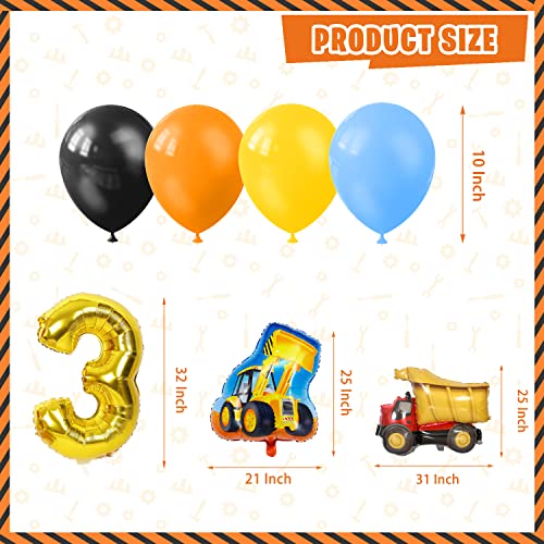 Construction Birthday Party Supplies For 3 Year Old Boy, 139 Pcs Dump Truck Party Decorations For Boys Baby - Backdrop, Cake, And Cupcake Toppers, Balloons, Cupcakes Wrappers, Party Traffic Signs, Tablecloth, Crown And Poster #TOP3
