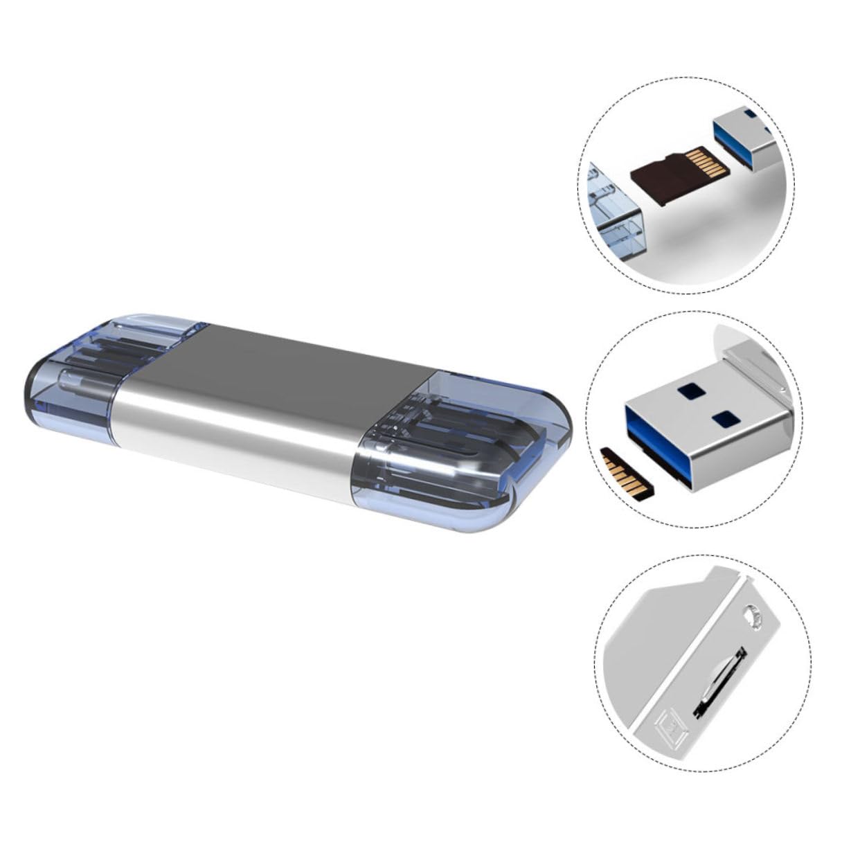 Lettore Schede USB Type-c 3.0 in Lega di Zinco per Backup