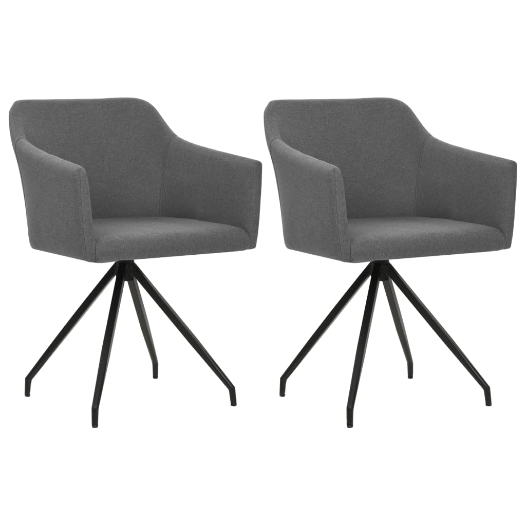 Sedia girevole per sala da pranzo, 2 pezzi, tessuto grigio chiaro con telaio in acciaio, imbottita ergonomica, girevole a 360 gradi, seduta 45 x 45 cm, ideale per sala da pranzo, ufficio