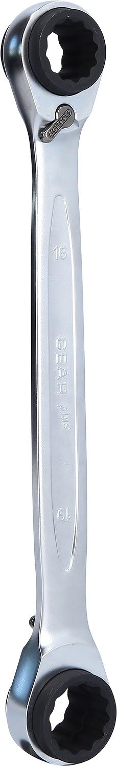 KS Tools 503.4546 4 in 1 GEARplus umschaltbar Doppel-Ratschenringschlüssel, 16x17x18x19mm