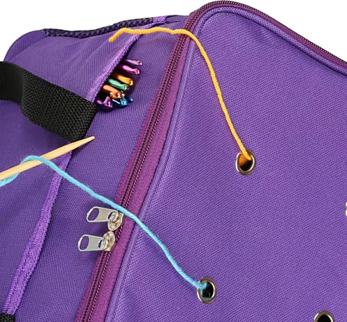 Image of LIHAO Crochet Bag Knitting Bag Yarn Storage Organizer Bag Yarn Holder Case for Crocheting Carrying Projects, Crochet Hooks, Knitting Needles Purple