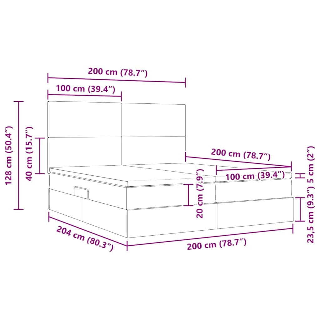 Letto portaoggetti con testiera imbottita, grigio scuro, 200 x 200 cm, in tessuto, telaio in metallo, meccanismo di sollevamento idraulico, spazioso contenitore, rigidità media del materasso