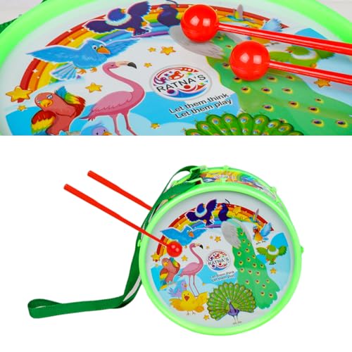 Image of Ratna's Rhythm Musical Drum Senior Kids Musical Drum Set with 2 Sticks & Hanging Strap, Colorful Animal Designs, Educational Toy for Kids 3+ Years