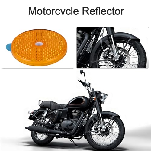 Image of 10 Pack Yellow Self Adhesive and Screw on Round Reflectors, DOT SAE Approval Road Safety Gate Posts Rear Reflectors for Mailboxes Driveway Trailer Caravan Tunnels Truck Tractor Boat Lorry
