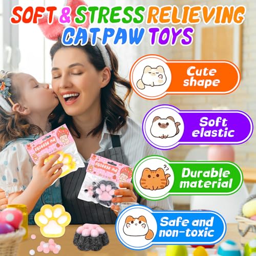 2Pcs Taba Squishy, Cat Paw Squishy, Fufu Sensory Squeeze Toy Taba Squishies Kit, Squishy Fidget Toys, Relaxing Stress Toy Kawaii Paw Fidget Toys For Kids Adults, Holiday Party Birthday Gifts - Image 4