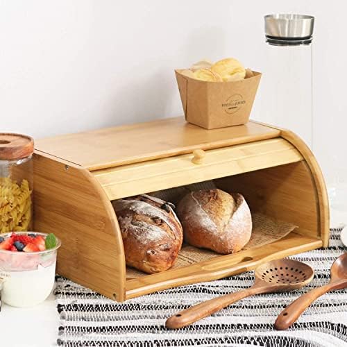 Unibos Bread Bin Countertop Bread Storage for Kitchen With Roll Top Lid, 40 x 27 x 16.5 cm (No Assembly Required)