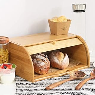 Unibos Bread Bin Countertop Bread Storage for Kitchen With Roll Top Lid, 40 x 27 x 16.5 cm (No Assembly Required)