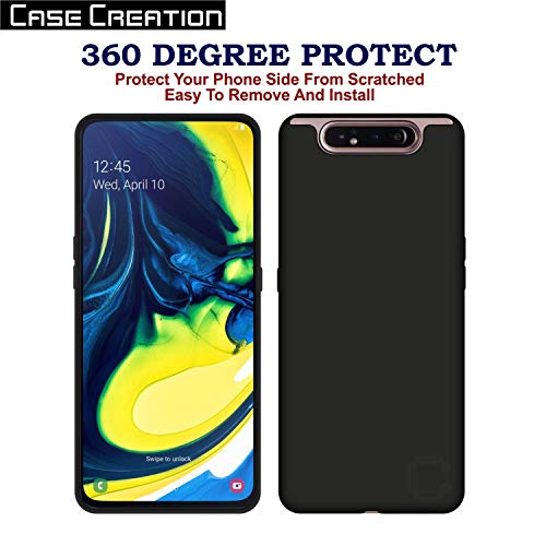 Image of Case Creation for Samsung Galaxy A80 2019 Back case, Samsung Galaxy A80 Slim Flexible Smart Look case with 360 Camera All Angle Protection (Pure Black)
