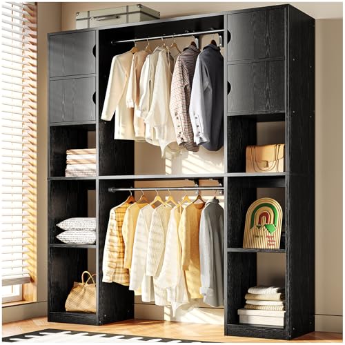 SIMPLE HOGAR Closet Armables para Ropa,Armarios para Ropa se Puede Cambiar Entre ángulo Recto y Esquina,Closet de Madera Está Equipado con 10 Espacios de...