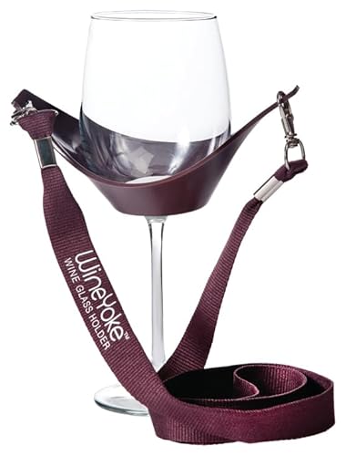 Franmara Wine Glass Holder Yoke Necklace with Adjustable Support Strap (Burgundy)