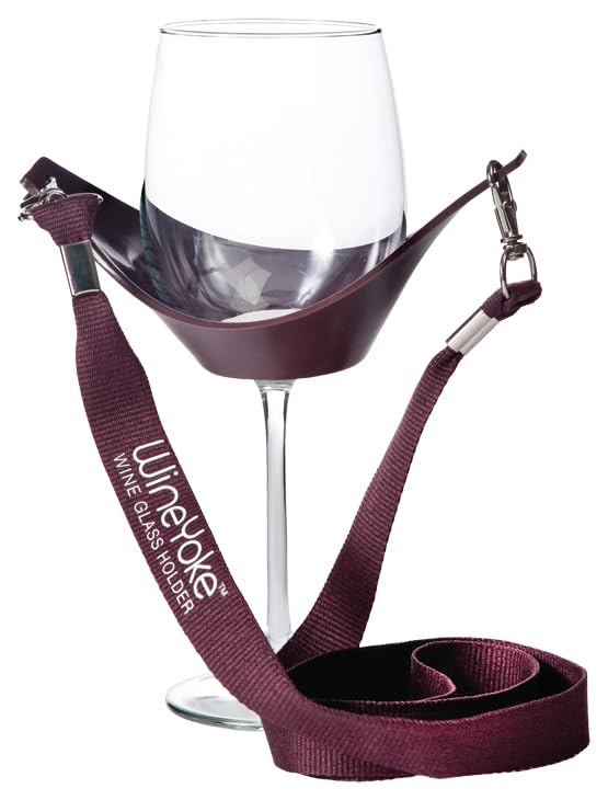 Franmara Wine Glass Holder Yoke Necklace with Adjustable Support Strap (Burgundy)
