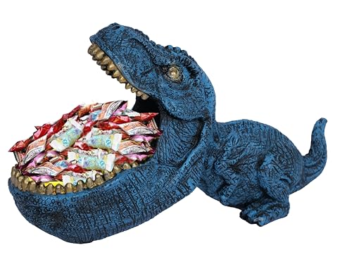 Dawbun Dinosaur Statue Candy Bowl Fun Candy Dish For Office Desk Dino Key Bowl For Entryway Table Decoration Bowl Funny Large Animal Candy Bowls Resin Decorative Bowls For Home Decor Big Mouth Candy Jar Box cover