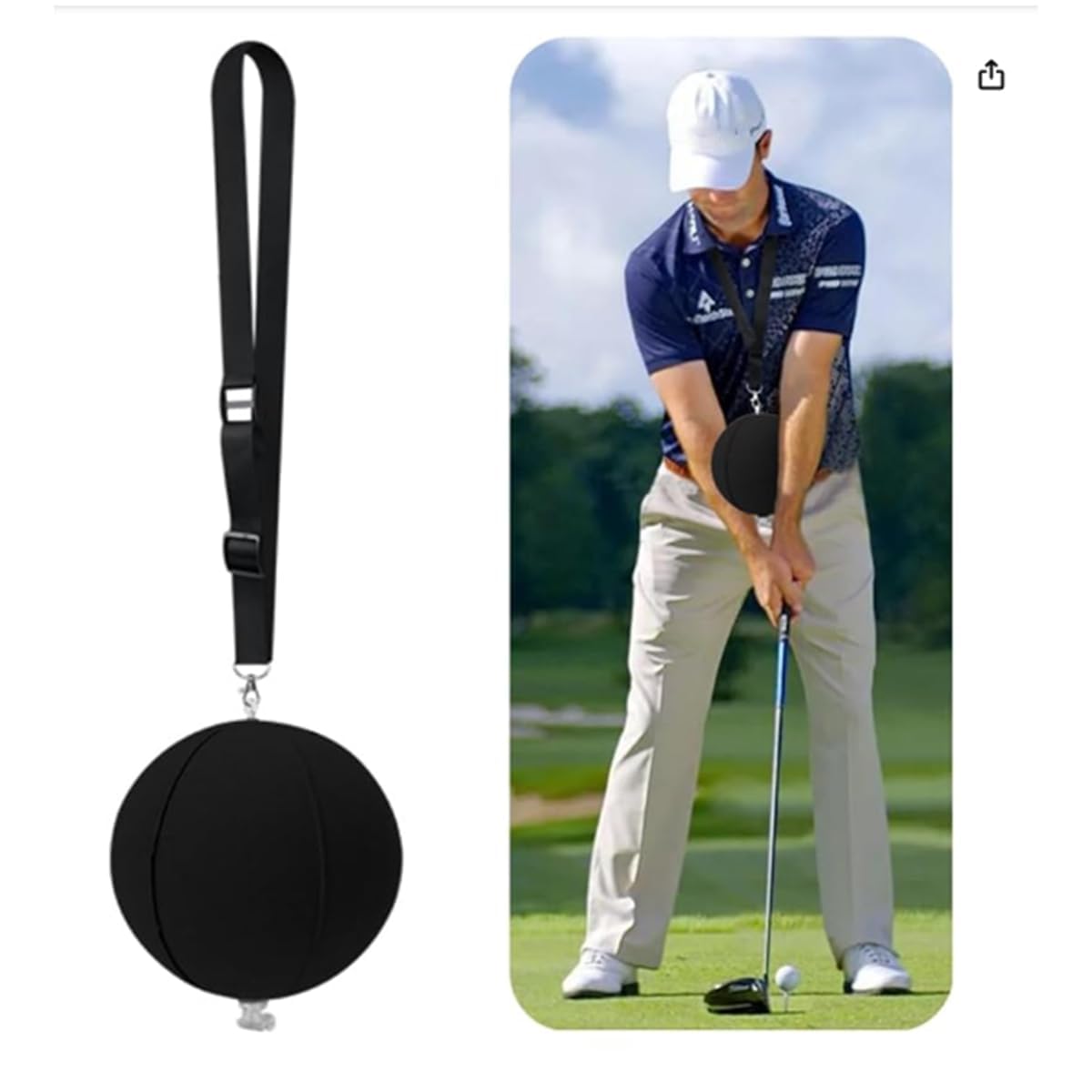 Namvo Golf Swing Training Aid Smart Ball Assist Practice Corrección de Postura Ajustable Negro