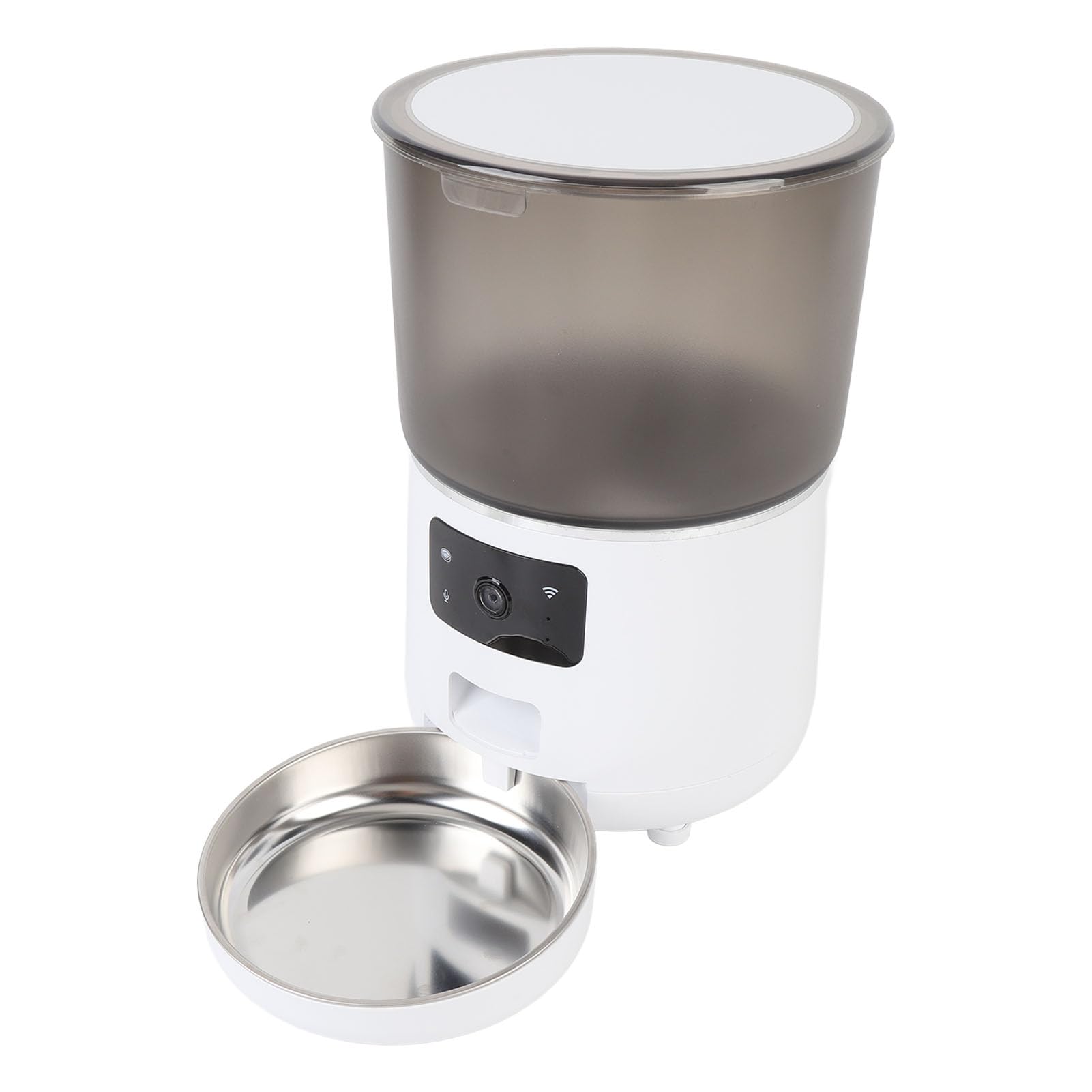 Mangiatoia automatica per animali domestici, 4 l, USB, senza fili, con timer, per gatti e cani, avvisi intelligenti per gli utenti 'app, in acciaio inox ABS, 1 cavo di ricarica (bianco)