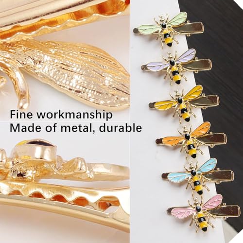 Pinzas para cabello metálicas abeja 6 piezas miniatura 4