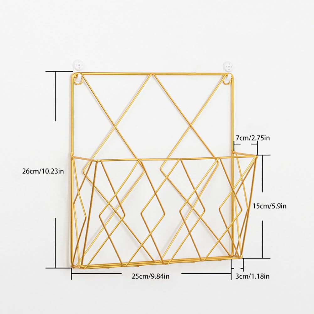 Katutude Wall Mounted File Organizer Iron Art Wall File Holder Modern Style Wall Hanging File Organizer Office Mail Magazine Letter Paper Storage Holder (Nails Not Included
