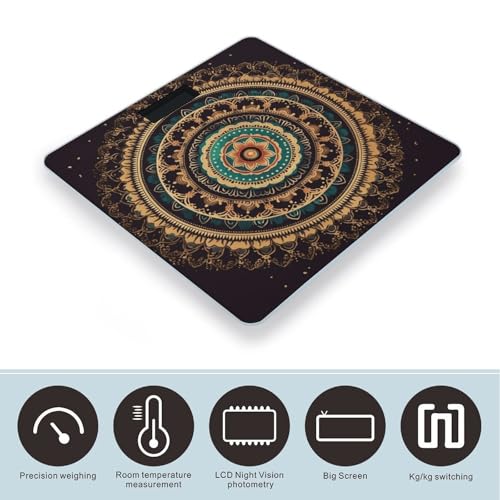 Báscula digital Mandala con pantalla LCD grande miniatura 3