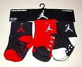 Nike Air Jordan Toddler Baby Socks Non-Slip 3 Pack Size 12-24 Month Black/White/Red