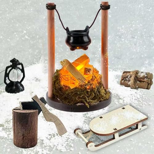 Krippenbeleuchtung Lagerfeuer 9 Wichtel Zubehör Weihnachten Krippenbeleuchtung LED Puppenhaus...