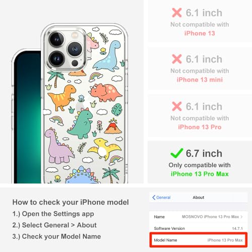 MOSNOVO Case for iPhone 13 Pro Max, [Buffertech 6.6ft Military-Grade Drop Protection] [Anti Peel Off Tech] Clear TPU Bumper Phone Case Cover Design - Dinosaur Land by MOSNOVO - Used condition - Image 2