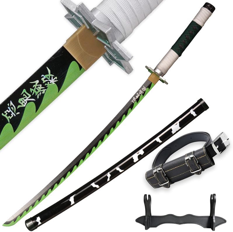 wooden Japanese anime samurai sword, Demon Slayer Sword-Shinazugawa Sanemi's samurai sword, long wooden sword 39 inches…