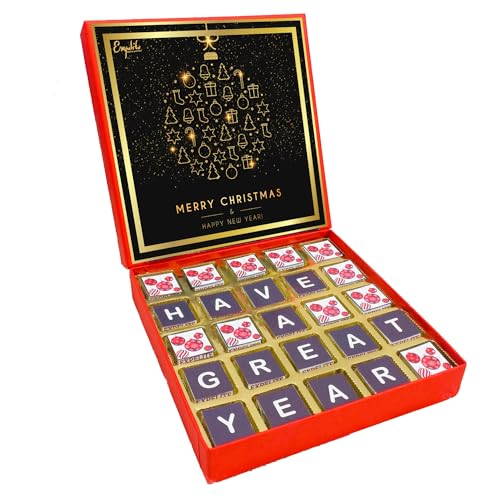 Image of Expelite Personalized Merry Christmas and Happy New Year Chocolate Gift for Wife -25 Pc Merry Christmas and Happy New Year Chocolate Gift for Girlfriend Wife