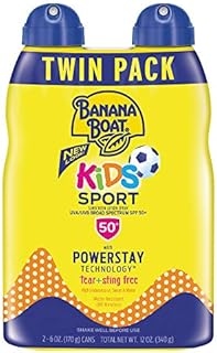Banana Boat Kids Sport Sunscreen Spray, Sting-Free, Tear-Free, Reef Friendly, Broad Spectrum, SPF 50, 6oz. - Twin Pack