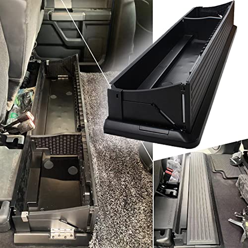 WANGDUOYU Folding Under Rear Seat Storage Box Compatible with 2015-2022 Ford F150, Upgraded Foldable Under Seat Cargo Storage Box(Black)